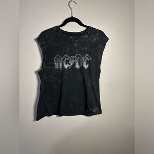 •AC⚡️DC Sleeveless Black T-Shirt Top